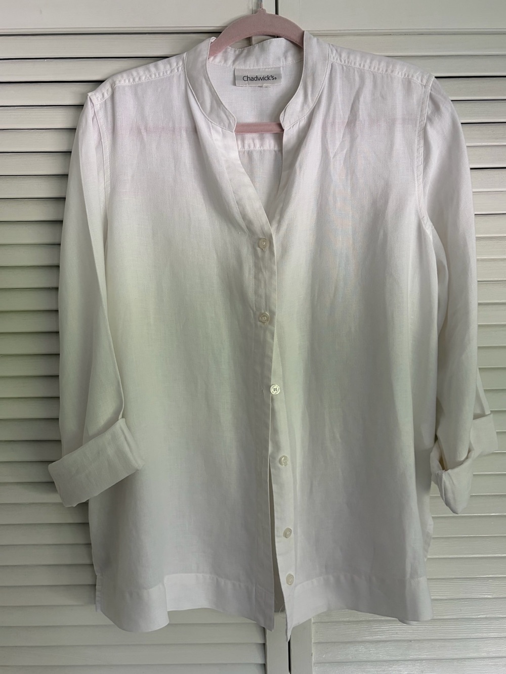 Chadwick’s white linen button front long sleeve top